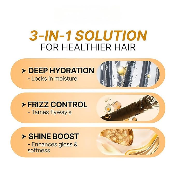 Leave-In Moroccan Argan Oil Hair Oil – Vitamin E Oil& Keratin Hair Treatment for Repairing Dry, Frizzy & Damaged Hair – Deep Nourishing Hair Serum, Anti-Frizz & Split End Repair 3.3Fl Oz