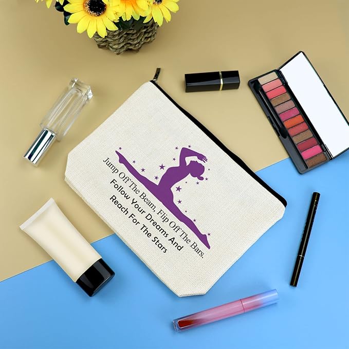 3 Pcs Gymnastics Lover Gifts for Women Girls Gymnast Makeup Bag Inspirational Gift for Gymnast Cosmetic Bag Gymnastic Coach Gifts Graduation Christmas Birthday Gift for Gymnastics Lover Sister Friends