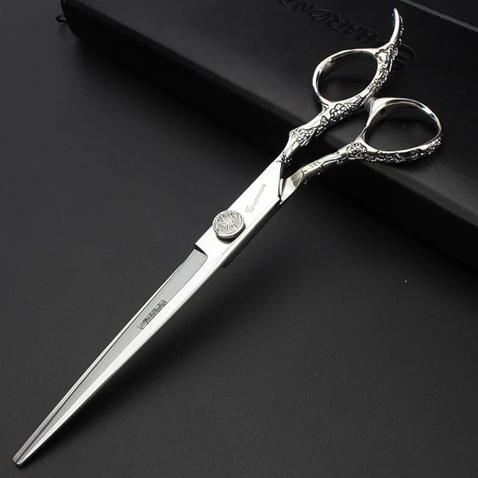 6/7-Inch Professional Hair Scissors Haircut Rose Pattern Hair Scissors Styling Tools Japanese Stainless Steel Scissor Set (7-in cutting scissors)