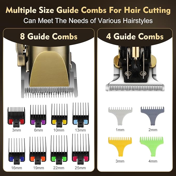 Pro Hair Clippers for Men,Hair Clippers+T-Blade Trimmer+Electric Shaver+Nose Hair Trimmer +6D Electric Head Shaver Set,5 in 1 Cordless Barber Hair Cutting Kit LCD Display Gifts