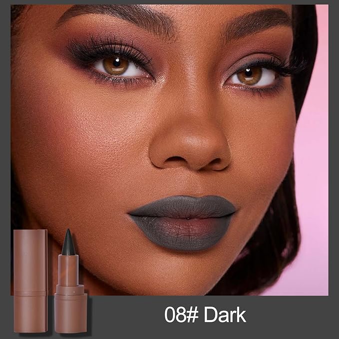 Erinde 3PCS 2-in-1 Lip Liner and Lipstick Lip Combo Set, Matte Nude Dark Brown Red Lip Liner Creamy Lip Pencil Crayon, High Pigmented Long lasting Lipstick Makeup
