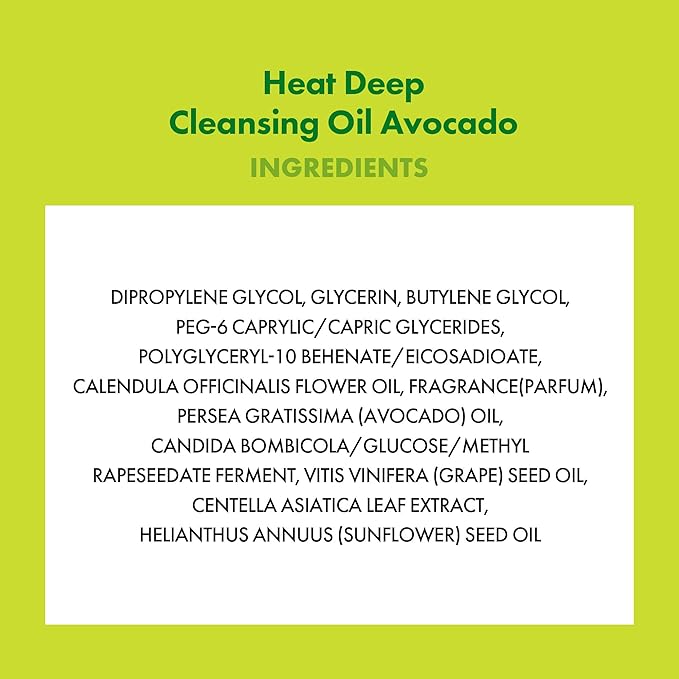 KAHI Heat Deep Cleansing Oil Avocado - Self-Warming Face Oil Cleanser for Blackheads and Waterproof Makeup - Moisturizing Korean Skincare 6.76 fl oz