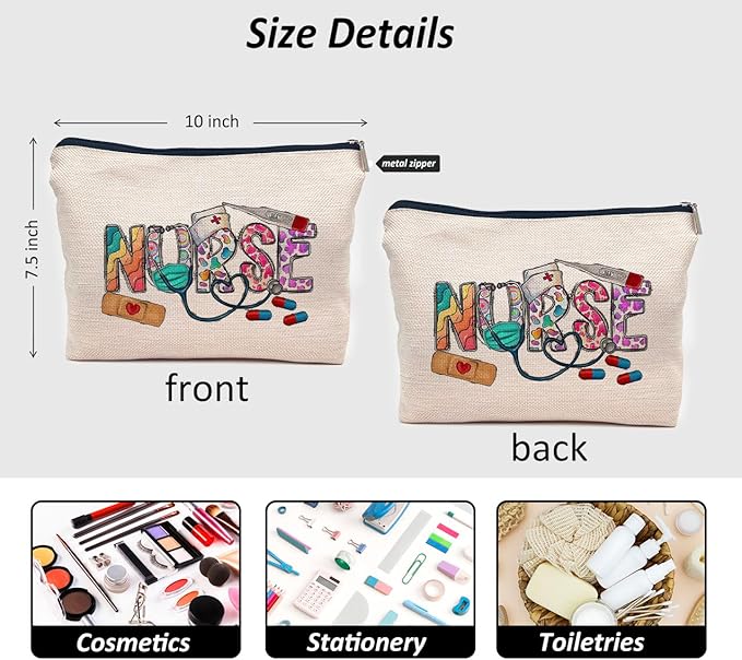 IWXYI Nurse Life Nursing Women's Makeup Make Up Bag Zipper Pouch Travel Toiletry Gifts For Women Nurse,Nursing Bags For Nurses,Nurse Appreciation Gift Nursing Graduation Gift Nursing Gift