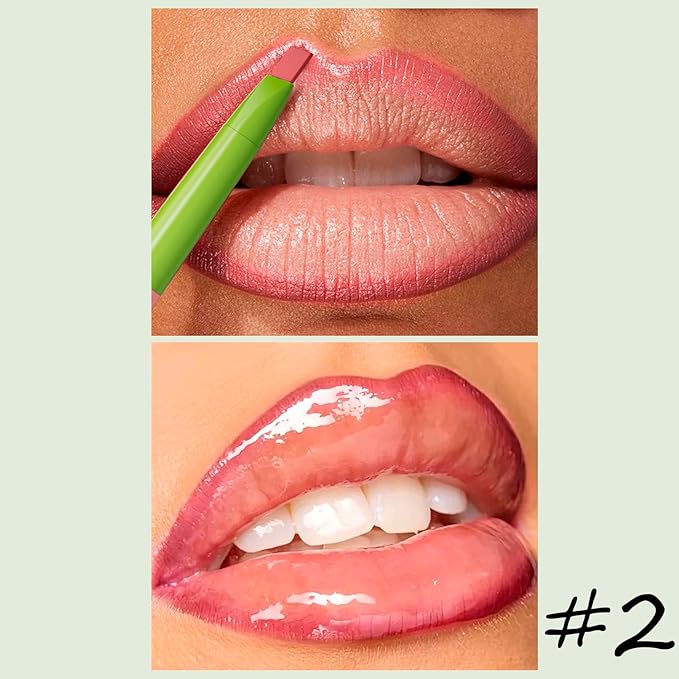 Matte Finish Lip liner and Nourishing Lip Gloss Kit for Women, High Pigmented Natural Nude Pink Red Brown Lip Pencil Makeup Long Lasting Moisturizing Plumping Lip Oil Gloss Winter Care (#02)