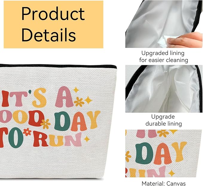 Running Makeup Bag, Women's Sport Accessories, Running Lovers Gifts, Birthday Christmas Valentines Day Presents for Her,Large Capacity Waterproof Lining Makeup Bag
