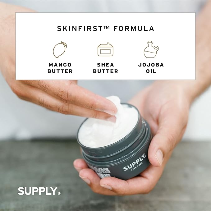 SUPPLY Ultra Lather Shaving Cream Fragrance Free - Hypoallergenic Formula for Men - 3.4 Oz Jar - Naturally Soothes and Protects, Guards Against Razor Burn and Irritation