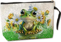Jztco Cute Frog Makeup Bag Frog Gifts Frog Themed Gifts for Women Animal Lover Her Mom Wife Best Friend Aunt Niece BFF Toiletry Bag Mothers Day Graduation Birthday Gifts Daisy Flower Cosmetic Bag