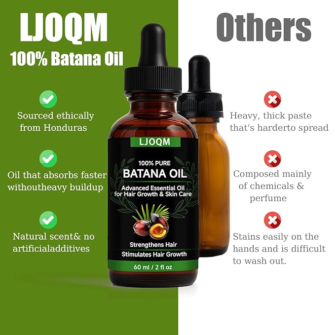 Batana Oil for Hair Growth-100% Organic Batana Oil– Strengthens, Thickens & Restores Natural Hair – Cold Pressed Raw Scalp & Hair Treatment for Men & Women – 60ml