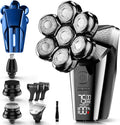 Hexus Head Shavers for Bald Men, Detachable Head Shaver Dry/Wet Bald Head Shaving for Men, IPX7 Waterproof Electric Razor with LED Display and Type-C Charge, Blue