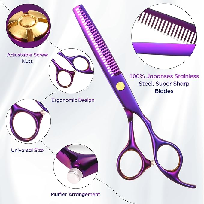 Hair Cutting Scissors Professional 6.89 inch Barber Scissors Multifunctional Salon Thinning Scissors Straight Shears Tools for Mother Father Friends' Christmas Gift