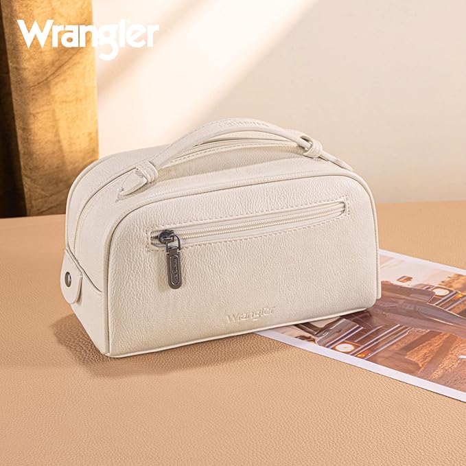 Montana West Wrangler Makeup Bags for Women Portable Toiletry Bag Small Travel Cosmetic Organizer for Gift Zipper Closure