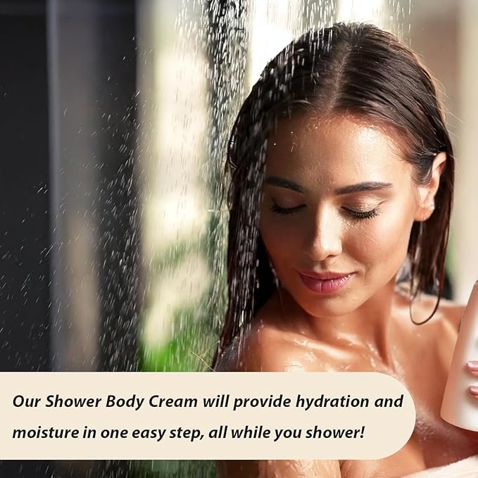 Shower Body Cream - Pear with Shea Butter, Collagen, Vitamin E and Aloe Vera - Moisturizing, Nourishing, and Soothing Skin Care - By Natural Splash.
