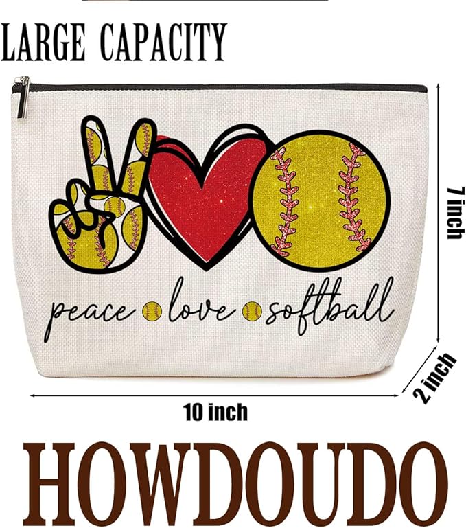 Softball Gifts Makeup Bag Softball Party Favors Inspirational Gifts for Women Softball Coach Sport Team Lovers Mom Her Female Cosmetic Bag Zipper Pouch Game Day Christmas Birthday Gift Ideas