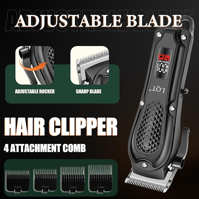 Hair Clippers for Men, 3-Piece Cordless Grooming Kit with Rechargeable Clipper, Foil Shaver & Nose Trimmer, LED Power Display for Precision Hair & Beard Cutting at Home