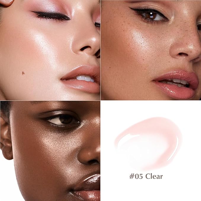 Clear Highlighter Stick, Glowing Cream Blush Highlighter Makeup Multi-Use for Cheeks Lips Body, Hydrating Lightweight Iluminadores De Maquillaje Translucent Buildable Watercolor Face Balm Stick