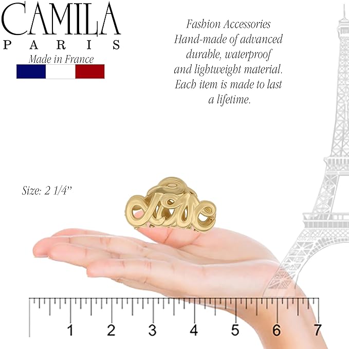Camila Paris CP3286 French Hair Clip for Women, 2 inch Girls Hair Claw Clips Jaw Gold Fashion Durable and Styling Hair Accessories for Women, Strong Hold No Slip Grip, Made in France