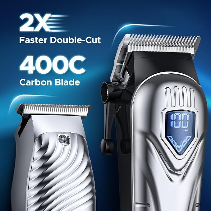 Chicclly Hair Clippers for Men&Women Professional, Low Noise Cordless Hair Cutting Kit with 10 Color Combs, LED Display, Men Gifts, 5H Beard Trimmer Barber Hair Clippers Set with Scissors,Cape (Kit)