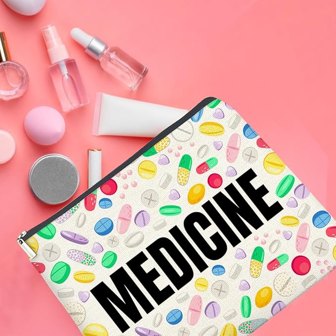 Medicine Cosmetic Bag Gifts for Women Friends Doctor Nurse Healthcare Professionals Colorful Medical Makeup Bag Zipper Pouch