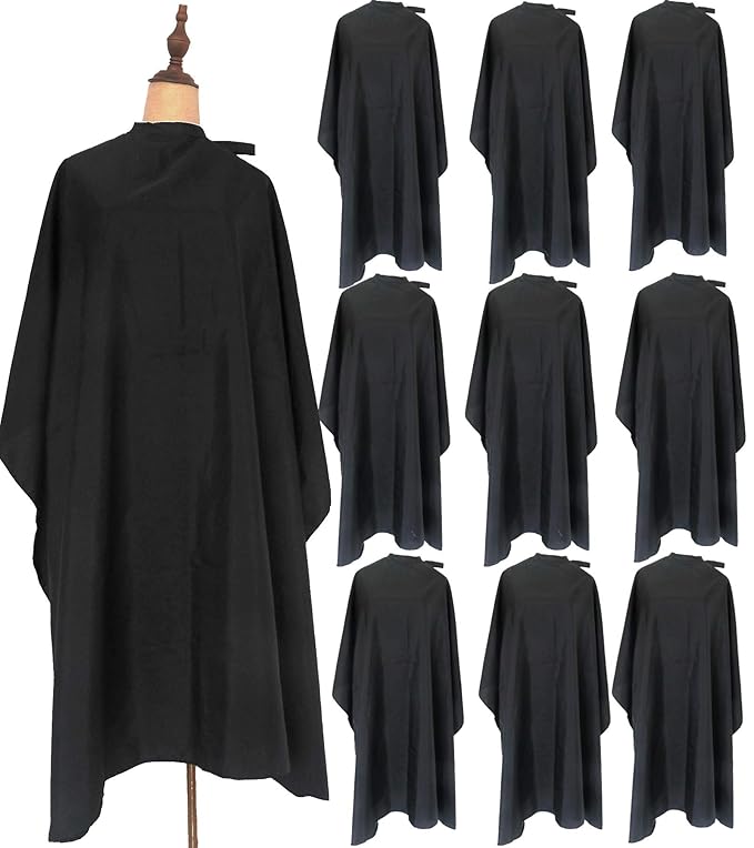 Haircut Cape Black Hair Cutting Salon Barber Capes Waterproof hairdressing for Clients Men Adults (10PCS*Barber Cape)