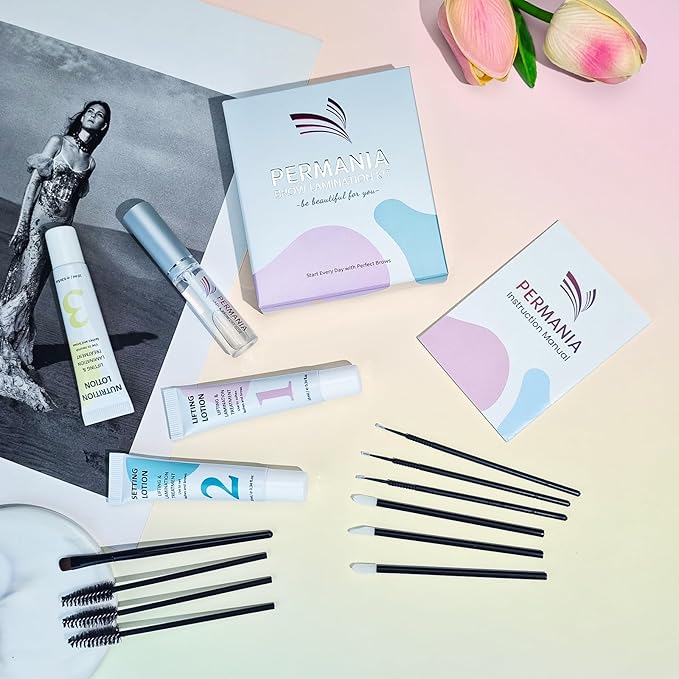 PERMANIA Brow Lamination Kit, Tube Design Instant Perm for Fuller & Thicker Eyebrows Salon Result lasts 4 weeks