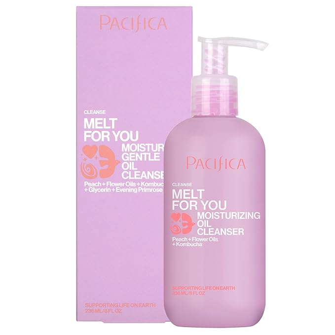 Pacifica Melt For You Facial Cleansing Oil – Hydrating Daily Face Wash & Makeup Remover Oil Cleanser for All Skin Types, Gentle Non-Comedogenic, Vegan, Clean Beauty, Dermatologist Tested 8 fl oz