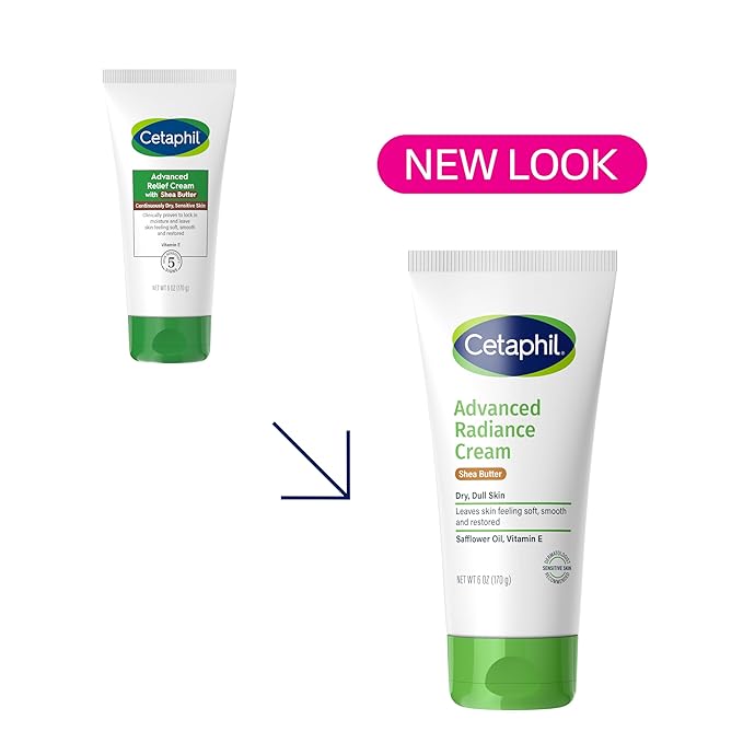 Cetaphil Advanced Radiance Cream with Shea Butter, 6 oz, For Dry, Dull Skin, More Radiant Skin, 48 Hour Hydration, All Skin Tones & Types, Hypoallergenic, Fragrance Free