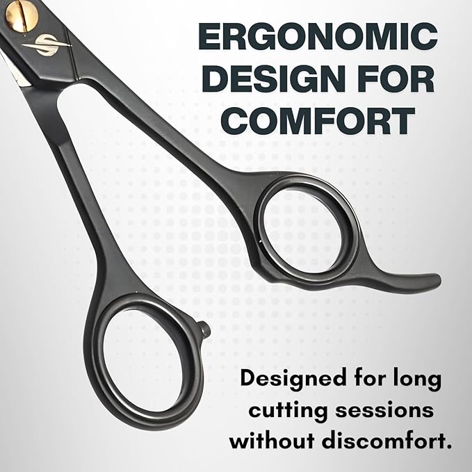 Professional Hair Cutting Scissors 7.5” – Premium Japanese Stainless Steel Barber Shears for Men, Women, Kids & Pets – Precision Haircut Scissors for Salon & Home Use – Black