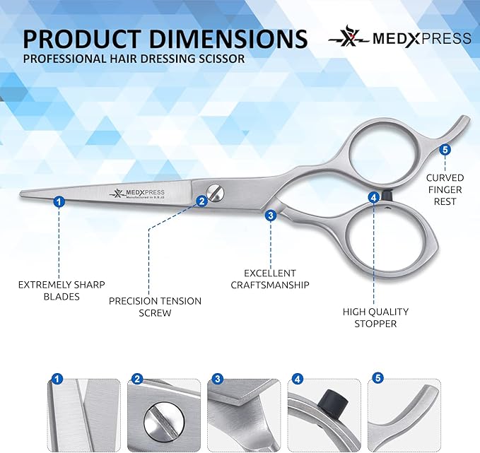 Hair Cutting Scissors 5.5" Stainless Steel Styling Shears Japanese Style for Hair Cutting Professional Barber Scissors for Hair Salon and Home Sharp Trim Scissors Ideal for Women and Men.