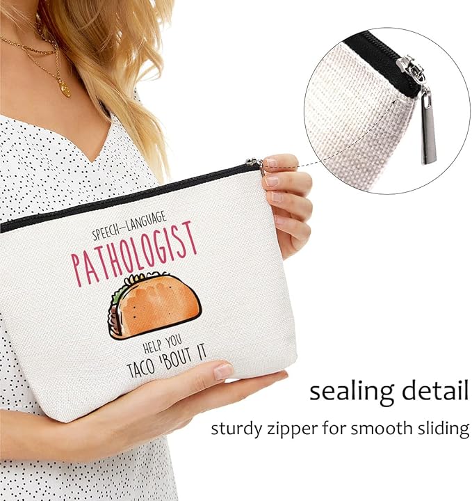 Speech Therapy Gifts For Speech Language Pathologist, Speech Therapist Gift for Women, Speech Therapist Appreciation Makeup Bag, Therapist Cosmetic Bag - Speech Language Pathologist Help Taco