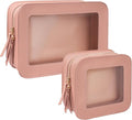 LETGO Clear Makeup Bag Set for Women Portable Clear Makeup Bag Cute Waterproof Travel Cosmetic Bag for Pink Car Accessories for Girls (Pink, Standard + Mini)