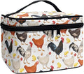Cute Farm Chicken Rooster Print Travel Makeup Bag for Women Large Capacity Cosmetic Bags with Zipper And Handle Make Up Tote Bags Organizer Portable Brushes Case Toiletry Bags