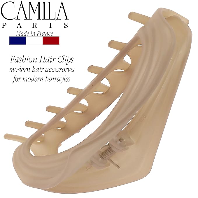 Camila Paris CP3527 French Hair Clip for Women, Beige, Girls Hair Claw Clip Jaw Fashion Durable and Styling Hair Accessories for Women, Luxury Ladies Strong Hold No Slip Grip Clamp, Made in France