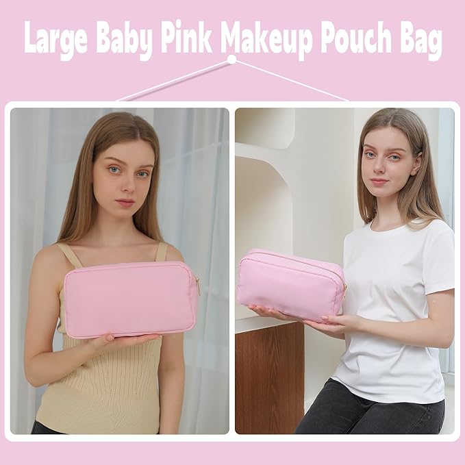 Travel Essentials Makeup Bag for Women Water-resistant Toiletry Organizer Nylon Cosmetic Pouch Preppy Stuff