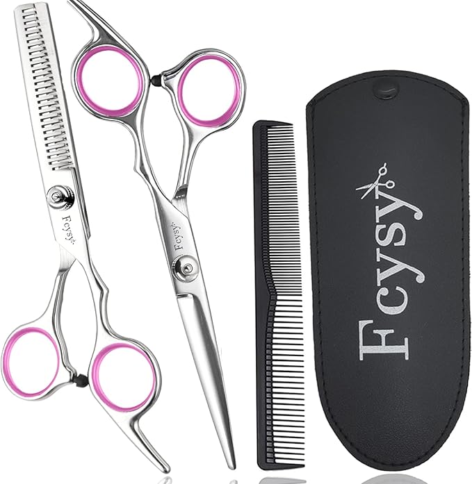 Fcysy Hair Cutting Scissors Set, Barber Scissors Thinning Shears, Professional Salon Haircutting Tools