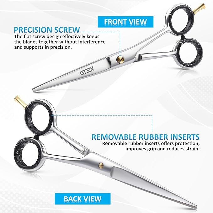 GTEX Hair Scissors, 6.5 inch Professional Hair Cutting Scissors for Women Men Adults - Barber Scissors Hair Shears - Super Sharp Haircut Scissors - Tijeras De Peluqueria Profesional