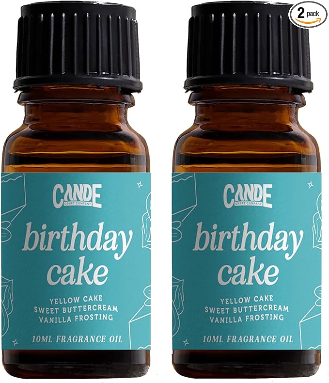 CANDECraftCo Premium Fragrance Oil – Diffuser Oils Fragrances Scented for Home, Candle Soap Making Supplies, Aromatherapy Blends for House (0.34 Fl Oz) (2-Pack, Birthday Cake)