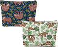Sloth Gifts 2 Pcs Makeup Bag, Sloth Stuff Cosmetic Bag Travel Pouch, Sloths Lovers Gifts for Women Girls Daughter Sisters Coworker Best Friend Friendship Graduation Birthday