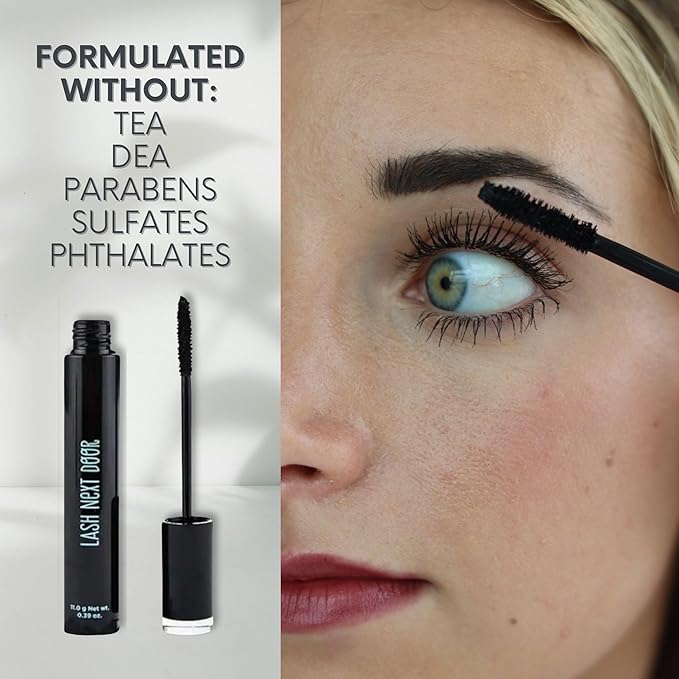 Lash Next Door Mini Mascara Black – Travel Size Volumizing & Lengthening No Clump Smudge-Proof Makeup for Lashes