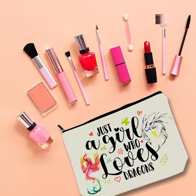 Dargon Makeup Bag Mom Gift: Perfect Cosmetic Bag Just A Girl Who Love Dargons For Daughters, Sisters, Friends,Teen Girls & Women.Ideal Gift For Travel, Birthdays, & Christmas.