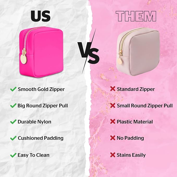 DANCOUR Nylon Makeup Bags for Women Large Preppy Travel Toiletry Pouch Cosmetic Bag Makeup Organizer