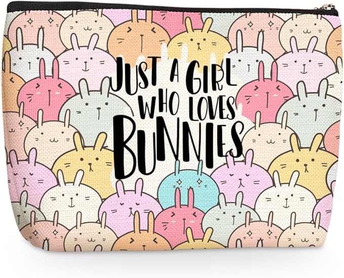 Cute Bunnies Makeup Bag Bunny Gifts Cosmetic Travel Bag Bunny Accessories Decor Stuff for Animal Bunnies Lovers Women Breeder Coworker Girls Best Friend Funny Skincare Bags for Christmas Birthday