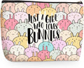 Cute Bunnies Makeup Bag Bunny Gifts Cosmetic Travel Bag Bunny Accessories Decor Stuff for Animal Bunnies Lovers Women Breeder Coworker Girls Best Friend Funny Skincare Bags for Christmas Birthday