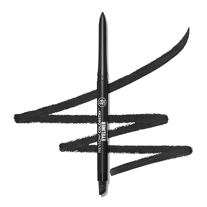 Revlon ColorStay Pencil Waterproof Eyeliner, Smudge-Proof, Eye Makeup with Built-In Sharpener, Stocking Stuffer for Women, 201 Black, 0.01 oz