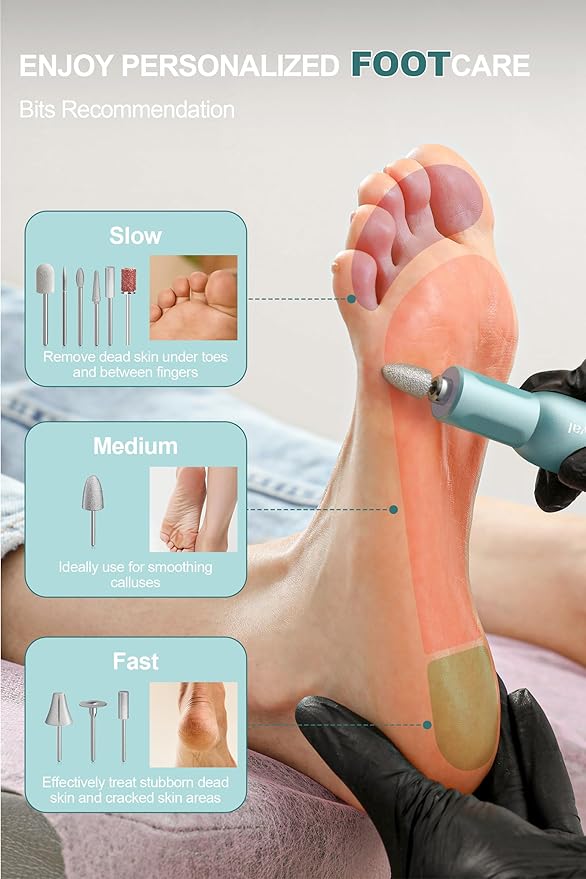 Cordless Electric Nail Drill Machine Professional for Acrylic Gel Nails, E-File for Manicure and Pedicure for Foot Portable Manicure Tool with Storage Bag