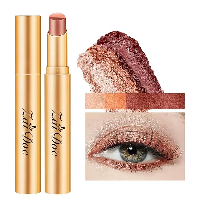 3 Color Eyeshadow Stick, Long Lasting & Waterproof Creamy Eye Shadow, with Vitamin E Makeup for Day & Night Look, caffeine orange, 1.13 Oz (caffeine orange)