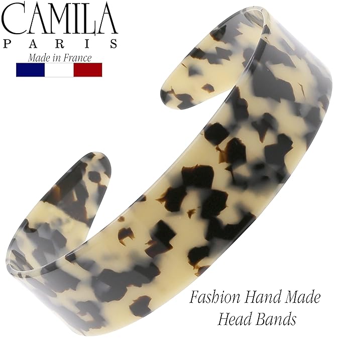 Camila Paris CP3882 French Headband for Women, Handmade White Tokyo, Strong Hold Grip Women's Hair Band, Ligth and Very Flexible, No Slip and Durable Styling Girls Hair Accessories, Made in France