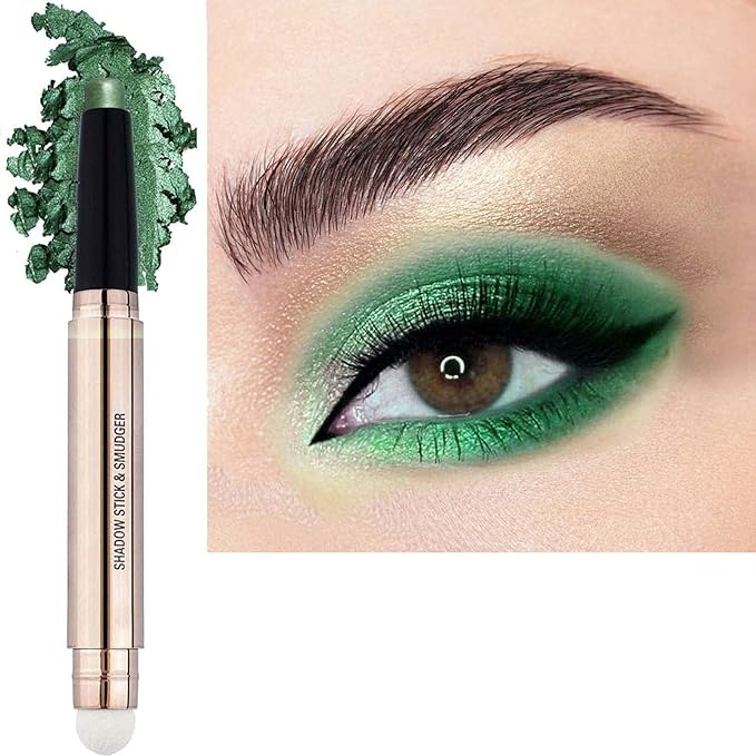 Neon green Eyeshadow Pen Makeup Brush Smooth Cream Shimmer Shadow Pencil Long Lasting Waterproof Highlighter Stick Makeup Eye Liner Multi-Dimensional eyes Look