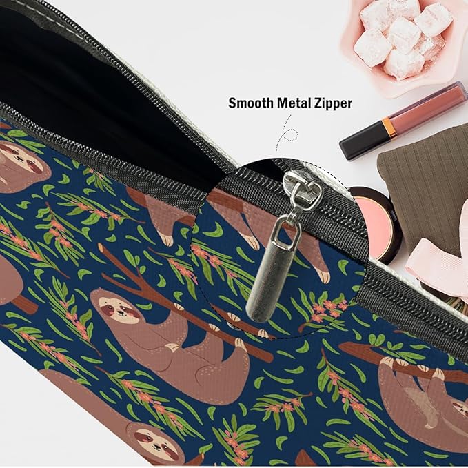 Sloth Gifts 2 Pcs Makeup Bag, Sloth Stuff Cosmetic Bag Travel Pouch, Sloths Lovers Gifts for Women Girls Daughter Sisters Coworker Best Friend Friendship Graduation Birthday