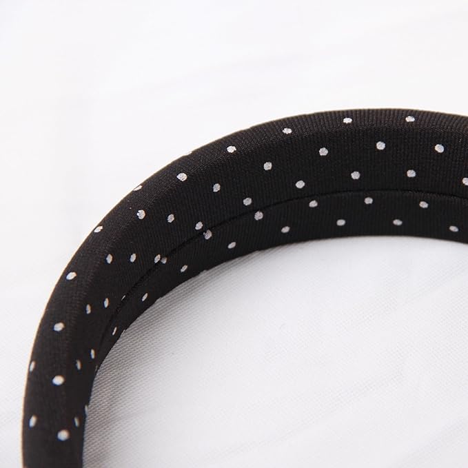 Headband and Scrunchie Set for Women 2Pack Hair Ties for Girls Elastics Bands Ponytail Holder Hair Accessories Black Dot