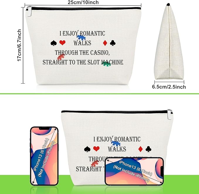 Funny Gambling Gifts Makeup Bag Casino Lover Gift Gambler Presents Lucky Casino Cosmetic Bag Friendship Presents for Best Friend Sister Coworker Gambler Lover Christmas Birthday Travel Cosmetic Pouch